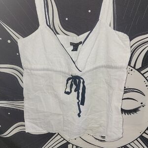 New York & Company White Camisole with Navy Trim